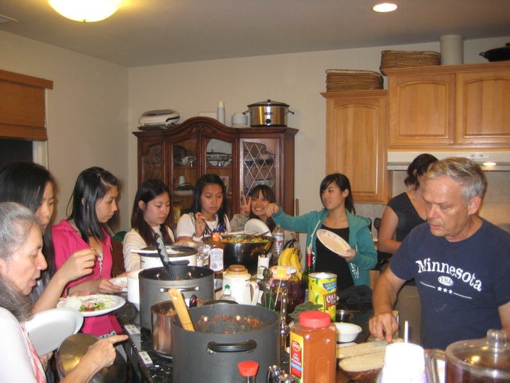 Young women's meetup connection at a family home